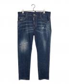 DSQUARED2ディースクエアード）の古着「Slim Denim Pants With Rhinestones」｜ネイビー