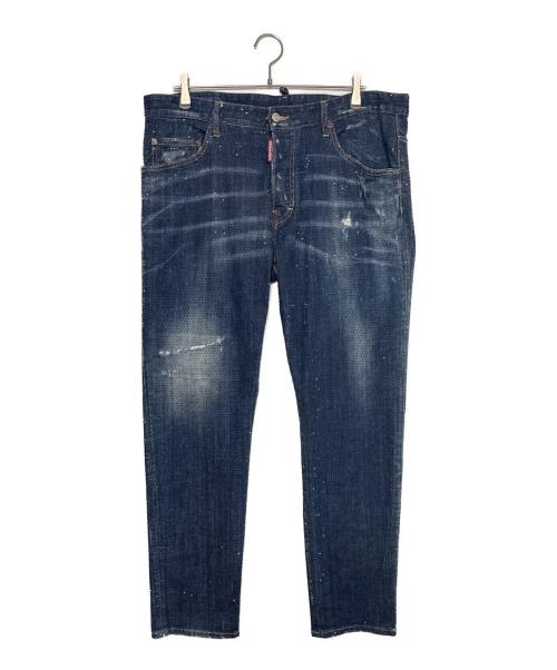 DSQUARED2（ディースクエアード）DSQUARED2 (ディースクエアード) Slim Denim Pants With Rhinestones ネイビー サイズ:54の古着・服飾アイテム