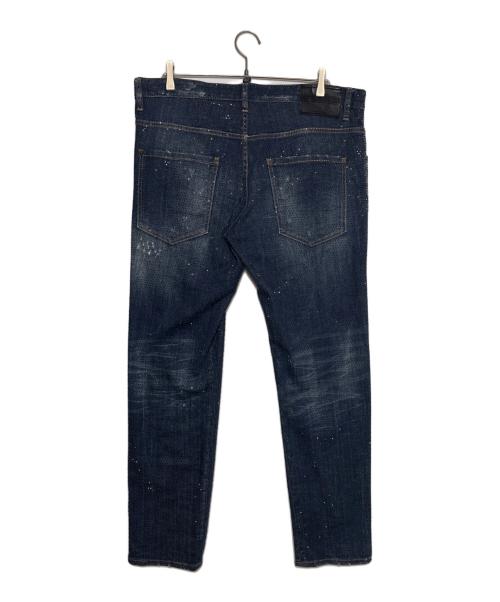 DSQUARED2（ディースクエアード）DSQUARED2 (ディースクエアード) Slim Denim Pants With Rhinestones ネイビー サイズ:54の古着・服飾アイテム