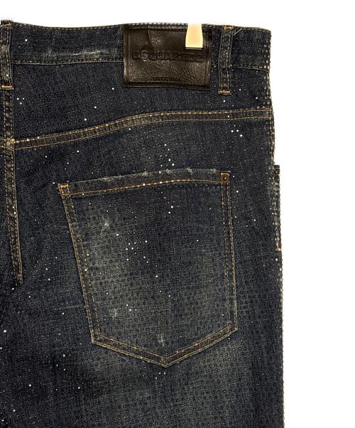 DSQUARED2（ディースクエアード）DSQUARED2 (ディースクエアード) Slim Denim Pants With Rhinestones ネイビー サイズ:54の古着・服飾アイテム