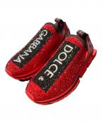 DOLCE & GABBANAドルチェ＆ガッバーナ）の古着「ラインストーンスニーカー」｜レッド