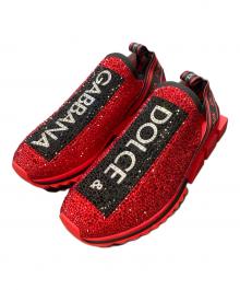 DOLCE & GABBANA（ドルチェ＆ガッバーナ）の古着「ラインストーンスニーカー」｜レッド