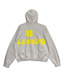 BALENCIAGA（バレンシアガ）の古着「TAPE Type クラッシュ加工パーカー」｜ホワイト