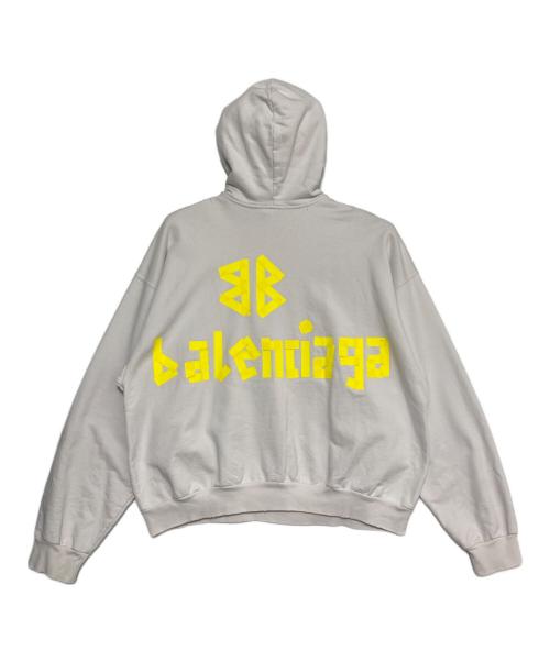 BALENCIAGA（バレンシアガ）BALENCIAGA (バレンシアガ) TAPE Type クラッシュ加工パーカー ホワイト サイズ:XSの古着・服飾アイテム