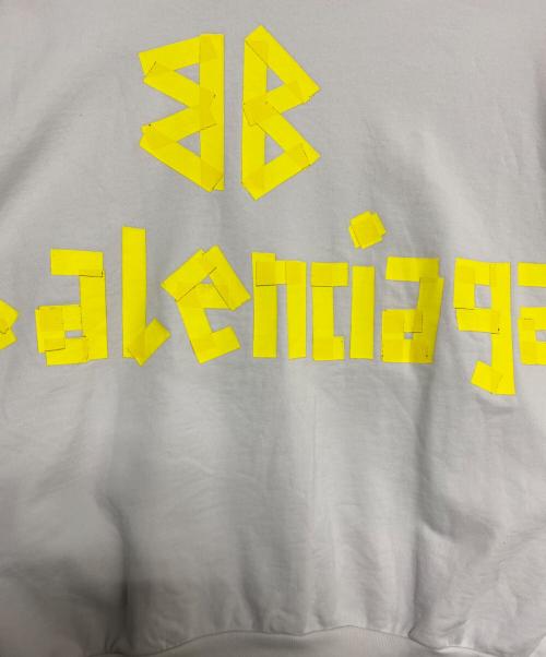 BALENCIAGA（バレンシアガ）BALENCIAGA (バレンシアガ) TAPE Type クラッシュ加工パーカー ホワイト サイズ:XSの古着・服飾アイテム