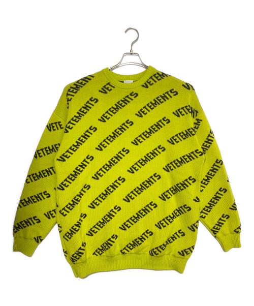 VETEMENTS（ヴェトモン）VETEMENTS (ヴェトモン) Neon sweater with logo knit イエロー サイズ:XSの古着・服飾アイテム