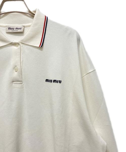 MIU MIU（ミュウミュウ）MIU MIU (ミュウミュウ) コットンピケ ポロシャツ ホワイト サイズ:Mの古着・服飾アイテム