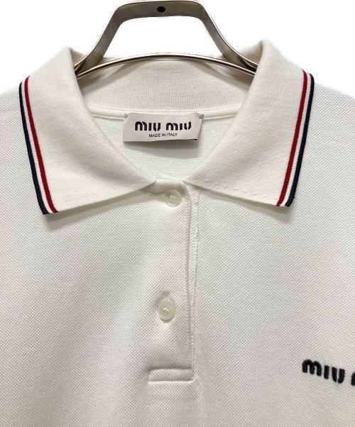 MIU MIU（ミュウミュウ）MIU MIU (ミュウミュウ) コットンピケ ポロシャツ ホワイト サイズ:Mの古着・服飾アイテム