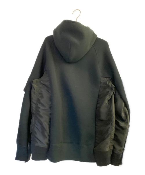 sacai（サカイ）sacai (サカイ) Sponge Sweat x Nylon Twill Hoodie ブラック×ネイビー サイズ:3の古着・服飾アイテム