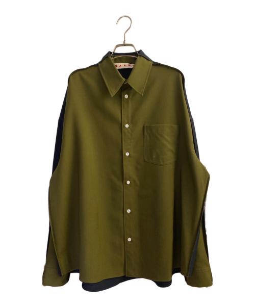 MARNI（マルニ）MARNI (マルニ) Tropical wool shirt with contrast back オリーブ サイズ:46の古着・服飾アイテム
