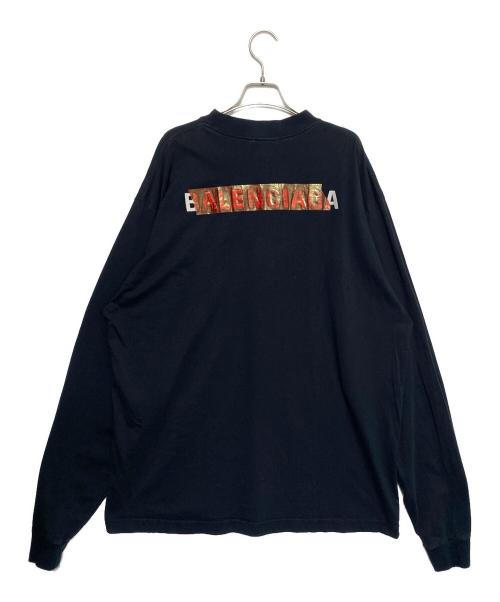 BALENCIAGA（バレンシアガ）BALENCIAGA (バレンシアガ) テープバックロングスリーブTシャツ ブラック サイズ:XLの古着・服飾アイテム