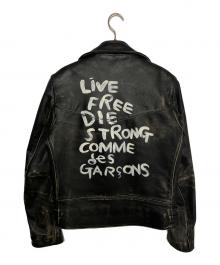 Lewis Leathers×COMME des GARCONS（ルイスレザース×コムデギャルソン）の古着「Lightning Live Free Die Strong」｜ブラック