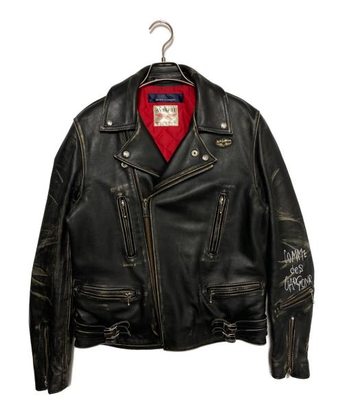 Lewis Leathers（ルイスレザース）Lewis Leathers (ルイスレザース) COMME des GARCONS (コムデギャルソン) Lightning Live Free Die Strong ブラック サイズ:40の古着・服飾アイテム