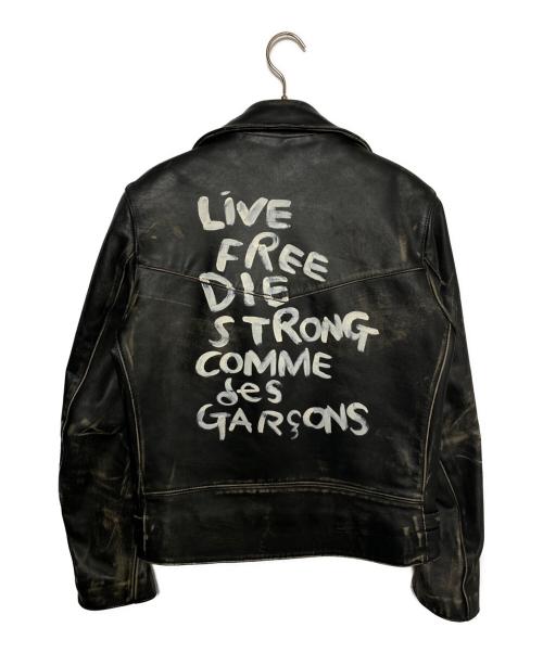 Lewis Leathers（ルイスレザース）Lewis Leathers (ルイスレザース) COMME des GARCONS (コムデギャルソン) Lightning Live Free Die Strong ブラック サイズ:40の古着・服飾アイテム