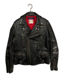 Lewis Leathers×COMME des GARCONS（ルイスレザース×コムデギャルソン）の古着「Lightning Live Free Die Strong」｜ブラック
