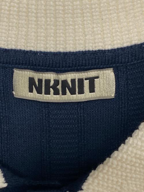 NKNIT（ンニット）NKNIT (ンニット) mix gauge logo KNIT shirts ブルー サイズ:2の古着・服飾アイテム