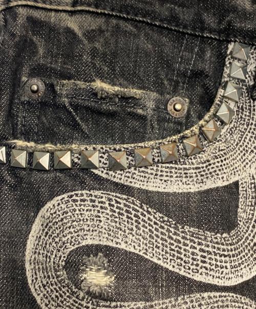 Thee Hysteric XXX（ジィ ヒステリックトリプルエックス）Thee Hysteric XXX (ジィ ヒステリックトリプルエックス) Snake Loop Studded Denim ブラック サイズ:Mの古着・服飾アイテム