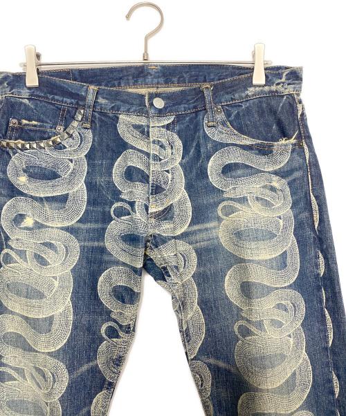Thee Hysteric XXX（ジィ ヒステリックトリプルエックス）Thee Hysteric XXX (ジィ ヒステリックトリプルエックス) Snake Loop Studded Denim ブルー サイズ:Mの古着・服飾アイテム