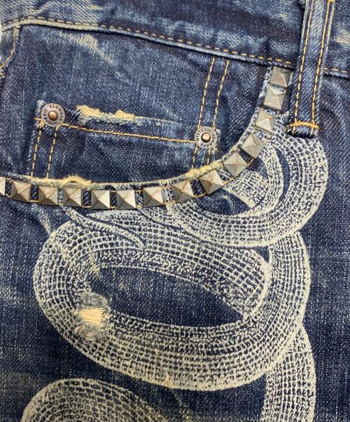 Thee Hysteric XXX（ジィ ヒステリックトリプルエックス）Thee Hysteric XXX (ジィ ヒステリックトリプルエックス) Snake Loop Studded Denim ブルー サイズ:Mの古着・服飾アイテム