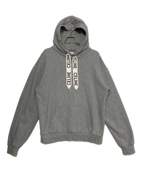 CELINE（セリーヌ）CELINE (セリーヌ) ロゴフーディー ドローコードプルオーバーパーカー グレー サイズ:Sの古着・服飾アイテム