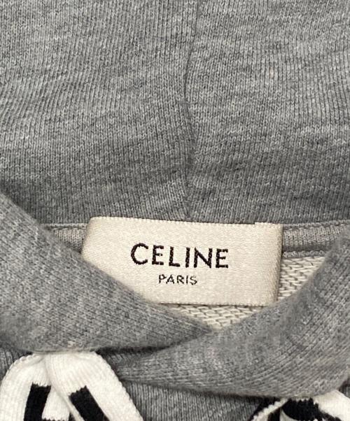 CELINE（セリーヌ）CELINE (セリーヌ) ロゴフーディー ドローコードプルオーバーパーカー グレー サイズ:Sの古着・服飾アイテム
