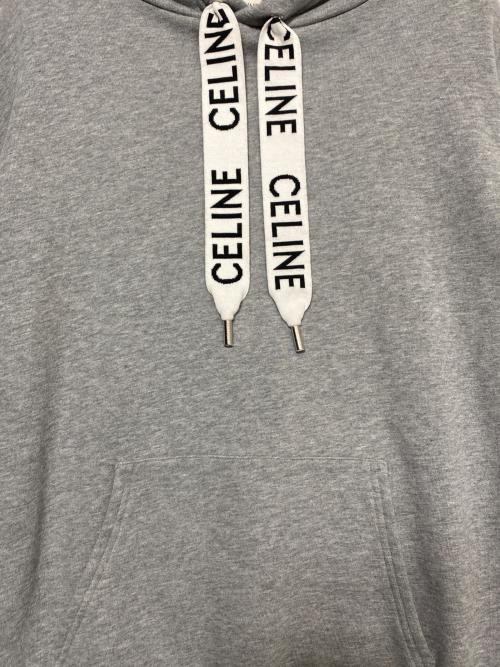 CELINE（セリーヌ）CELINE (セリーヌ) ロゴフーディー ドローコードプルオーバーパーカー グレー サイズ:Sの古着・服飾アイテム
