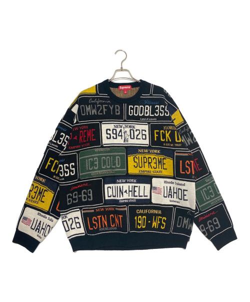 SUPREME（シュプリーム）SUPREME (シュプリーム) License plate Sweater ブラック×マルチ サイズ:Lの古着・服飾アイテム
