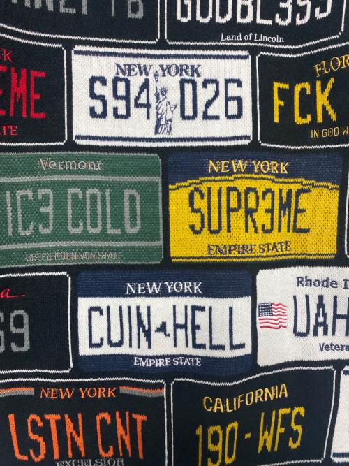 SUPREME（シュプリーム）SUPREME (シュプリーム) License plate Sweater ブラック×マルチ サイズ:Lの古着・服飾アイテム