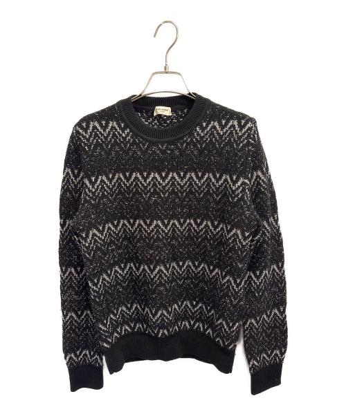 Saint Laurent Paris（サンローランパリ）Saint Laurent Paris (サンローランパリ) Zigzag Knit ブラック×シルバー サイズ:Sの古着・服飾アイテム