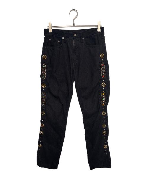KAPITAL（キャピタル）KAPITAL (キャピタル) Straight-Leg Embellished Cotton-Blend Corduroy Trousers ブラック サイズ:30の古着・服飾アイテム