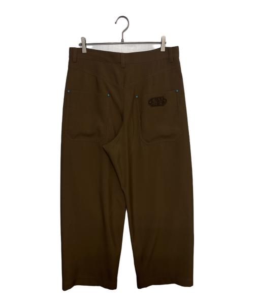LOUIS VUITTON（ルイ ヴィトン）LOUIS VUITTON (ルイ ヴィトン) ターコイズ装飾テーラードウールワークダブルニーロングパンツ カーキ サイズ:52の古着・服飾アイテム
