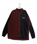 BALENCIAGAバレンシアガ）の古着「Red & Black Check Patched Shirt」｜ブラック×レッド
