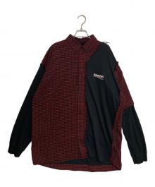 BALENCIAGA（バレンシアガ）の古着「Red & Black Check Patched Shirt」｜ブラック×レッド
