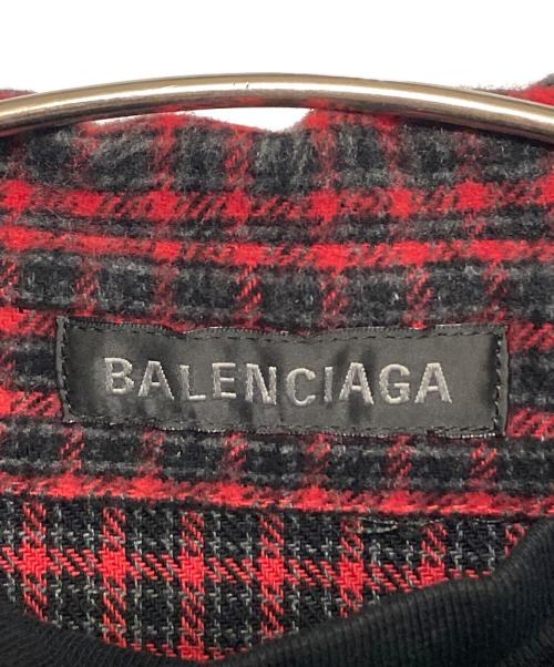BALENCIAGA（バレンシアガ）BALENCIAGA (バレンシアガ) Red & Black Check Patched Shirt ブラック×レッド サイズ:Mの古着・服飾アイテム