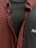 中古・古着 BALENCIAGA (バレンシアガ) Red & Black Check Patched Shirt ブラック×レッド サイズ:M：40000円