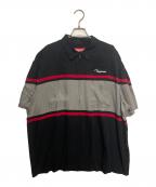 SUPREMEシュプリーム）の古着「26ss Silk Zip Up S/S Shirt」｜ブラック×グレー