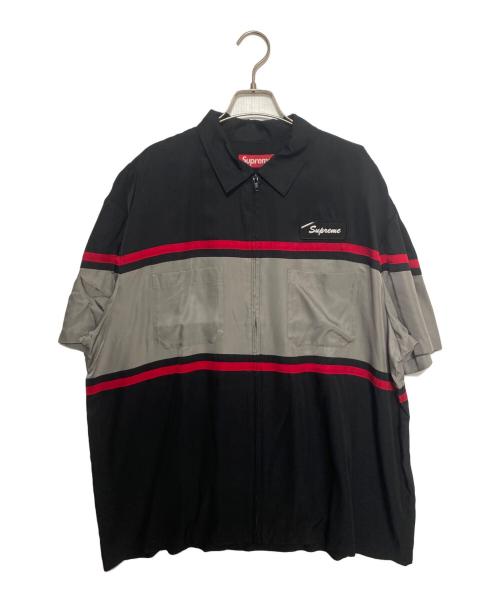 SUPREME（シュプリーム）Supreme (シュプリーム) 26ss Silk Zip Up S/S Shirt ブラック×グレー サイズ:XLの古着・服飾アイテム