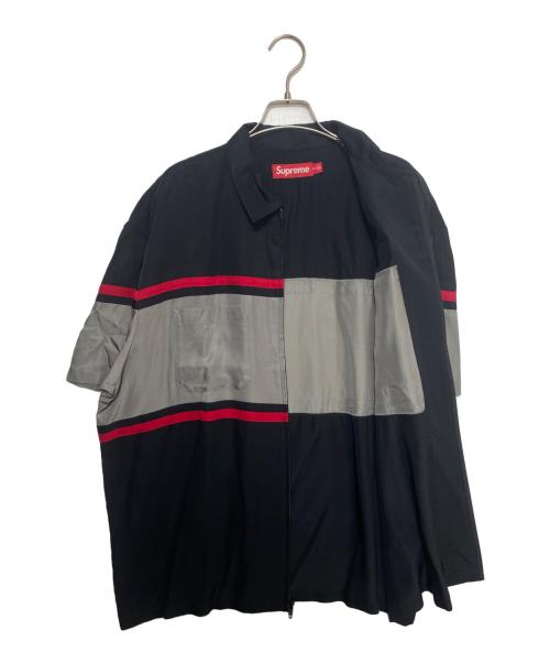 SUPREME（シュプリーム）Supreme (シュプリーム) 26ss Silk Zip Up S/S Shirt ブラック×グレー サイズ:XLの古着・服飾アイテム