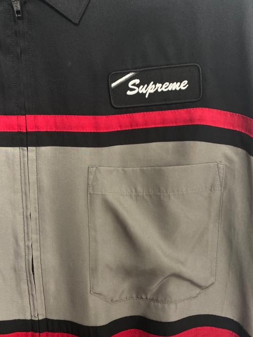 SUPREME（シュプリーム）Supreme (シュプリーム) 26ss Silk Zip Up S/S Shirt ブラック×グレー サイズ:XLの古着・服飾アイテム
