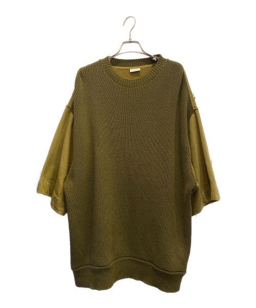 DRIES VAN NOTEN（ドリスヴァンノッテン）DRIES VAN NOTEN (ドリスヴァンノッテン) ニットドッキング カットソー オリーブ サイズ:Ｍの古着・服飾アイテム