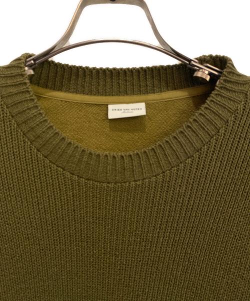 DRIES VAN NOTEN（ドリスヴァンノッテン）DRIES VAN NOTEN (ドリスヴァンノッテン) ニットドッキング カットソー オリーブ サイズ:Ｍの古着・服飾アイテム