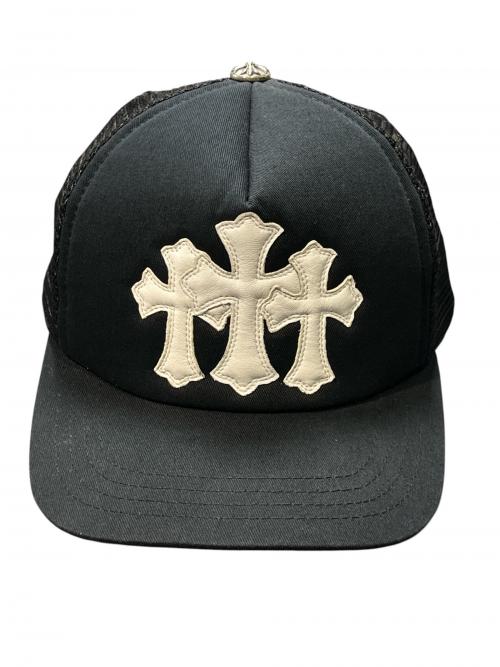 CHROME HEARTS（クロムハーツ）Chrome Hearts (クロムハーツ) Triple Cross Trucker Cap ブラック×ホワイトの古着・服飾アイテム