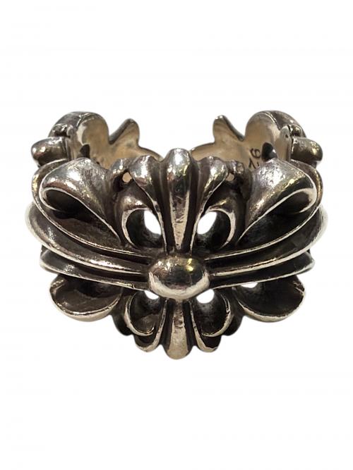 CHROME HEARTS（クロムハーツ）CHROME HEARTS (クロムハーツ) DOUBLE FLORAL CROSS RING ダブルフローラルクロスリング シルバー サイズ:21号の古着・服飾アイテム