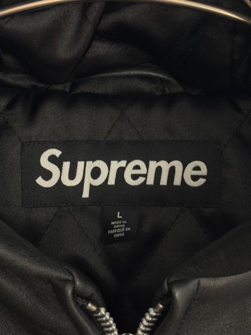 SUPREME（シュプリーム）Supreme (シュプリーム) Guns Embroidered Hooded Leather Jacket ( ガンズ エンブロイダード フーデッド レザー ジャケット ) ブラック サイズ:Lの古着・服飾アイテム