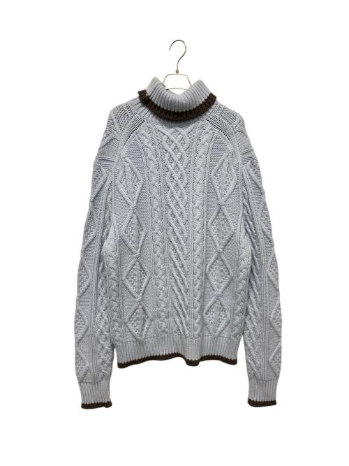 Dior（ディオール）Dior (ディオール) ローゲージ 編み込み タートルネック ニット スカイブルー サイズ:Mの古着・服飾アイテム