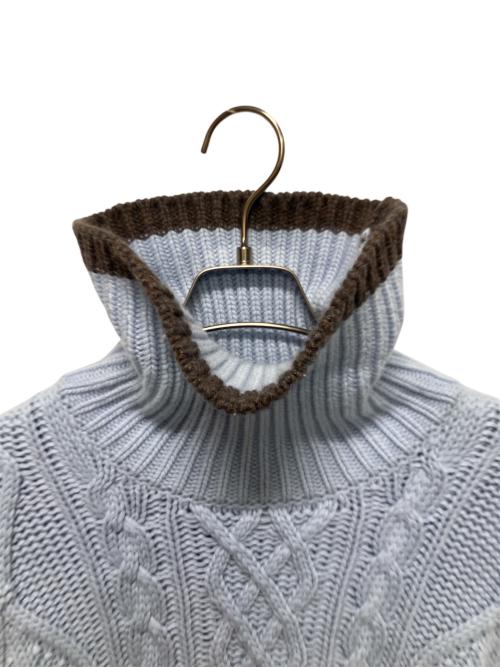 Dior（ディオール）Dior (ディオール) ローゲージ 編み込み タートルネック ニット スカイブルー サイズ:Mの古着・服飾アイテム