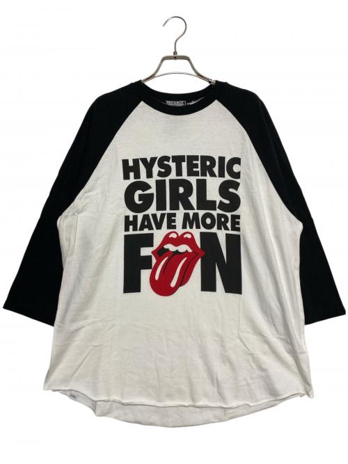 Hysteric Glamour（ヒステリックグラマー）Hysteric Glamour (ヒステリックグラマー) HAVE MORE FUN 七分袖Tシャツ ホワイト×ブラック サイズ:XLの古着・服飾アイテム
