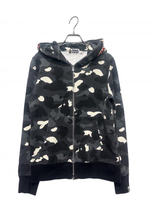 A BATHING APE（アベイシングエイプ）A BATHING APE (アベイシングエイプ) シャークパーカー ブラック×グレー サイズ:Sの古着・服飾アイテム