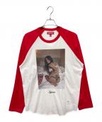 SUPREMEシュプリーム）の古着「26FW Larry Clark Sequin Raglan L/S Top」｜ホワイト×レッド