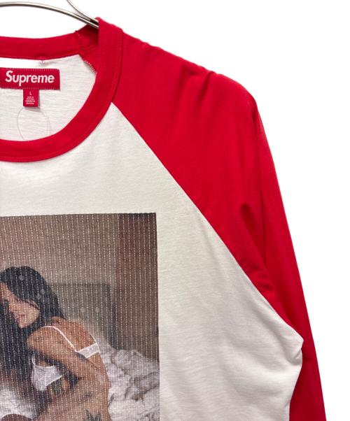 SUPREME（シュプリーム）SUPREME (シュプリーム) 26FW Larry Clark Sequin Raglan L/S Top ホワイト×レッド サイズ:Lの古着・服飾アイテム